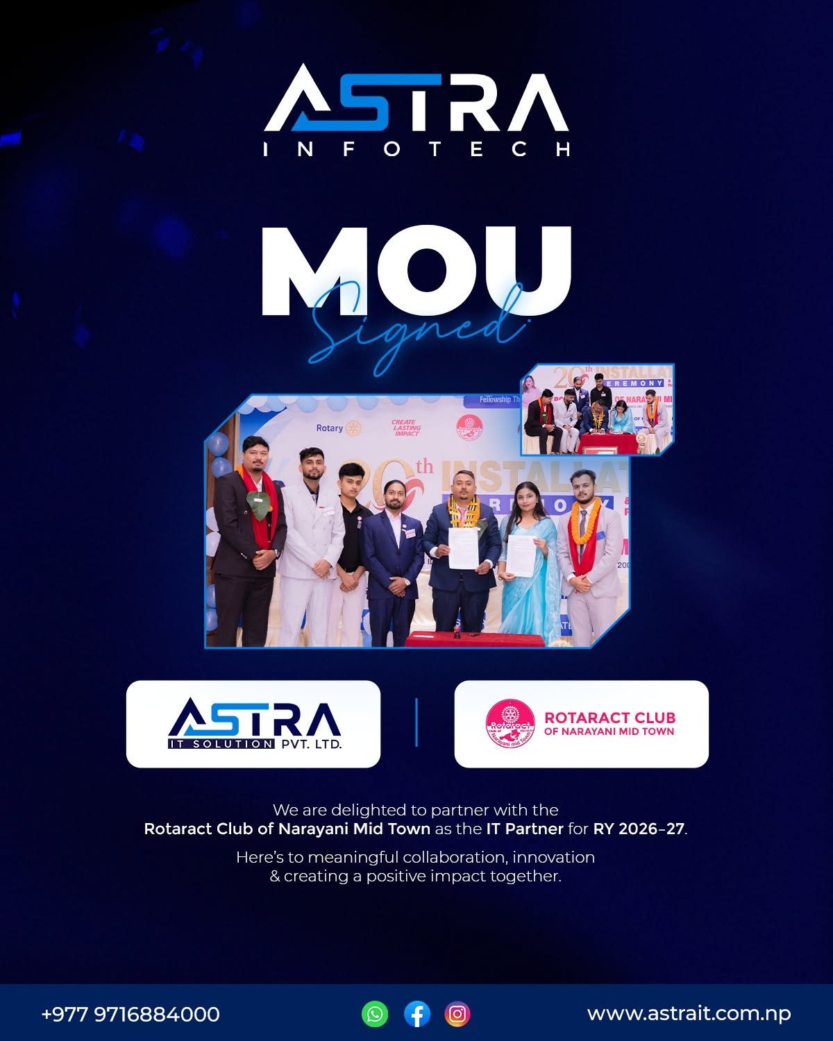 𝗢𝗳𝗳𝗶𝗰𝗶𝗮𝗹 𝗠𝗢𝗨 𝗦𝗶𝗴𝗻𝗲𝗱 | 𝗥𝗼𝘁𝗮𝗿𝗮𝗰𝘁 𝗖𝗹𝘂𝗯 𝗼𝗳 𝗡𝗮𝗿𝗮𝘆𝗮𝗻𝗶 𝗠𝗶𝗱 𝗧𝗼𝘄𝗻
